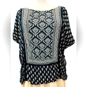 Lucky Brand Deep Navy Bandanna Top